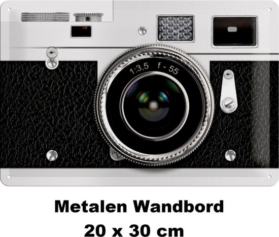 Metalen Wandbord van Afbeelding Retro Fotocamera