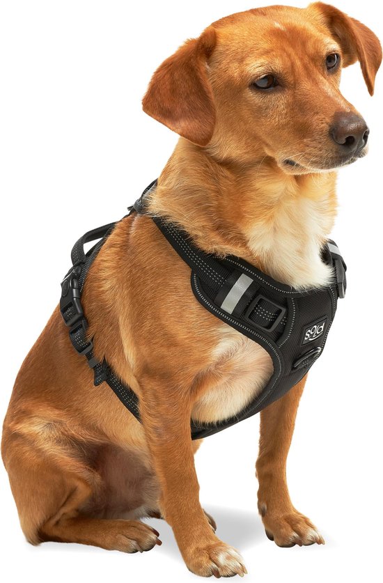 Hondentuigje - Anti-Trek Tuig - Hondenharnas - Reflecterend - Zwart - Maat S