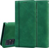 Voor Samsung Galaxy A51 Frosted Business Magnetische Horizontale Flip PU Leather Case met houder & kaartsleuf & lanyard (groen)