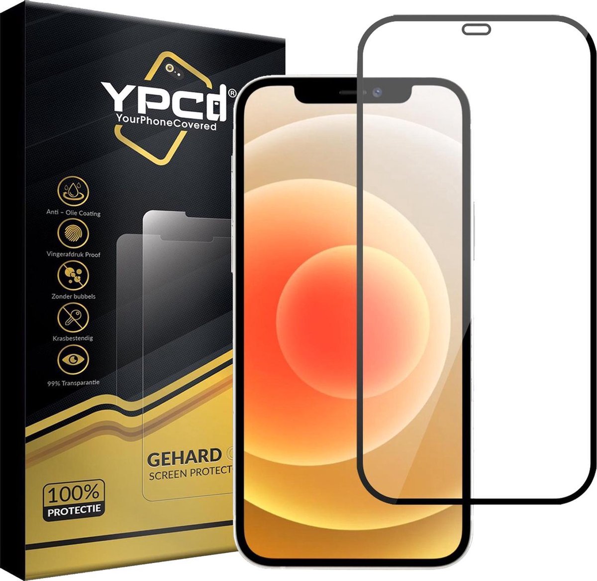 YPCd® Geschikt voor Apple iPhone 12 Pro Glass Screenprotector - Rand tot Rand