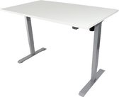 Zit-sta bureau 140x80 cm. – Elektrisch verstelbaar – Frame: grijs – Blad: Wit