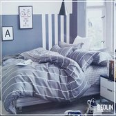 Lakenset (Onderlaken met plat bovenlaken) 2 Persoons. Micropercal Grey Lines