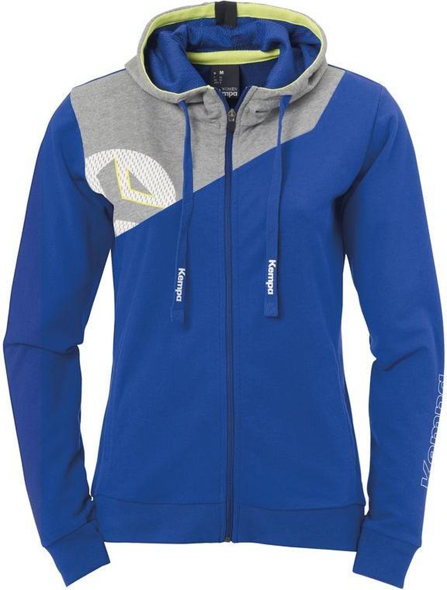 Kempa Core 2.0 Hood Jacket Dames Royal Blauw-Donker Grijs Melange Maat XS
