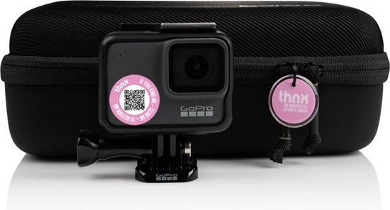 Étiquette THNX - QR code sécurisé - Bagage/Taille de coffre/Porte-clés - Taille S - Rose