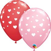 Qtex ballonnen Hearts A Round Red-Pink (25 stuks)