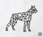 Laserfabrique Wanddecoratie - Geometrische Hond Boxer - Medium - Zwart - Geometrische dieren en vormen - Houten dieren - Muurdecoratie - Line art - Wall art