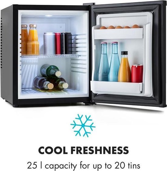 Klarstein Minibar Happy Hour 5-15°C 25 dB ledverlichting - Minikoelkast - 30L - voor Hotelkamer voor Partykelder - Stil LED-Binnenverlichting Compact Geruisloos - Mini Fridge - Hotelkoelkast - Kleine Koelkast - Compact Koelkast van Klarstein — afbeelding 4