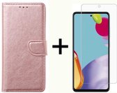 BixB Samsung A52 / A52s hoesje - Samsung Galaxy A52 / A52s screenprotector - BookCase Wallet - Rose goud