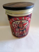 bijzettafel vintage metaal Texaco kruk tafel retro metaal planttafel opbergdoos