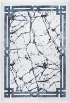 Lalee Peri - Vloerkleed - Marmer - Franjes - Tapijt – Karpet - Super zacht - 3D Effect - Wasmachine proof - 160x220 - Zilver