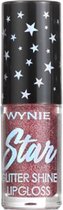 Wynie - Star - Glitter Shine Lipgloss - Transparant met Rood-Roze mini multi gekleurde Glitter - Nummer 002 - 1 stuks