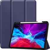 iPad Hoes voor Apple iPad Pro 2021 Hoes Cover - 11 inch - Tri-Fold Book Case - Apple Pencil Houder - Donker Blauw