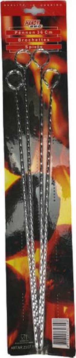 Vleespennen / Barbecue spiezen / Vleesspiezen - Zilver - 36 cm - Set van 4 - Spies -