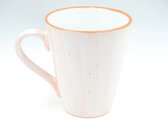 Koffie mok taps toelopend roze streep glazuur, 250 ml, 6 stuks