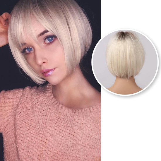 Technologie In het algemeen Verslaafd Blonde Pruik - Blond Kort Haar - Verstelbaar - Pruiken Dames - Wig - 25 cm  | bol.com