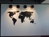 Paspartoet Houten wereldkaart magnetisch - 180x90 cm - zwart - houten wanddecoratie
