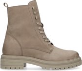 Manfield - Dames - Taupe leren veterboots - Maat 42