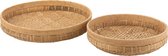 J-Line Set Van 2 Schalen Rond Rotan Naturel