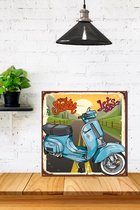 3d Hout Retro Poster Ridding Scooter