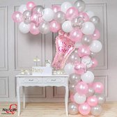 50 st. XL Babyshower ballonnenboog  assortiment - roze ballonnen - Geboorte meisje -  folie ballonvoet roze 82 cm  - Hoge kwaliteit  - Grote ballonnen 36 cm lang - voor helium, luc