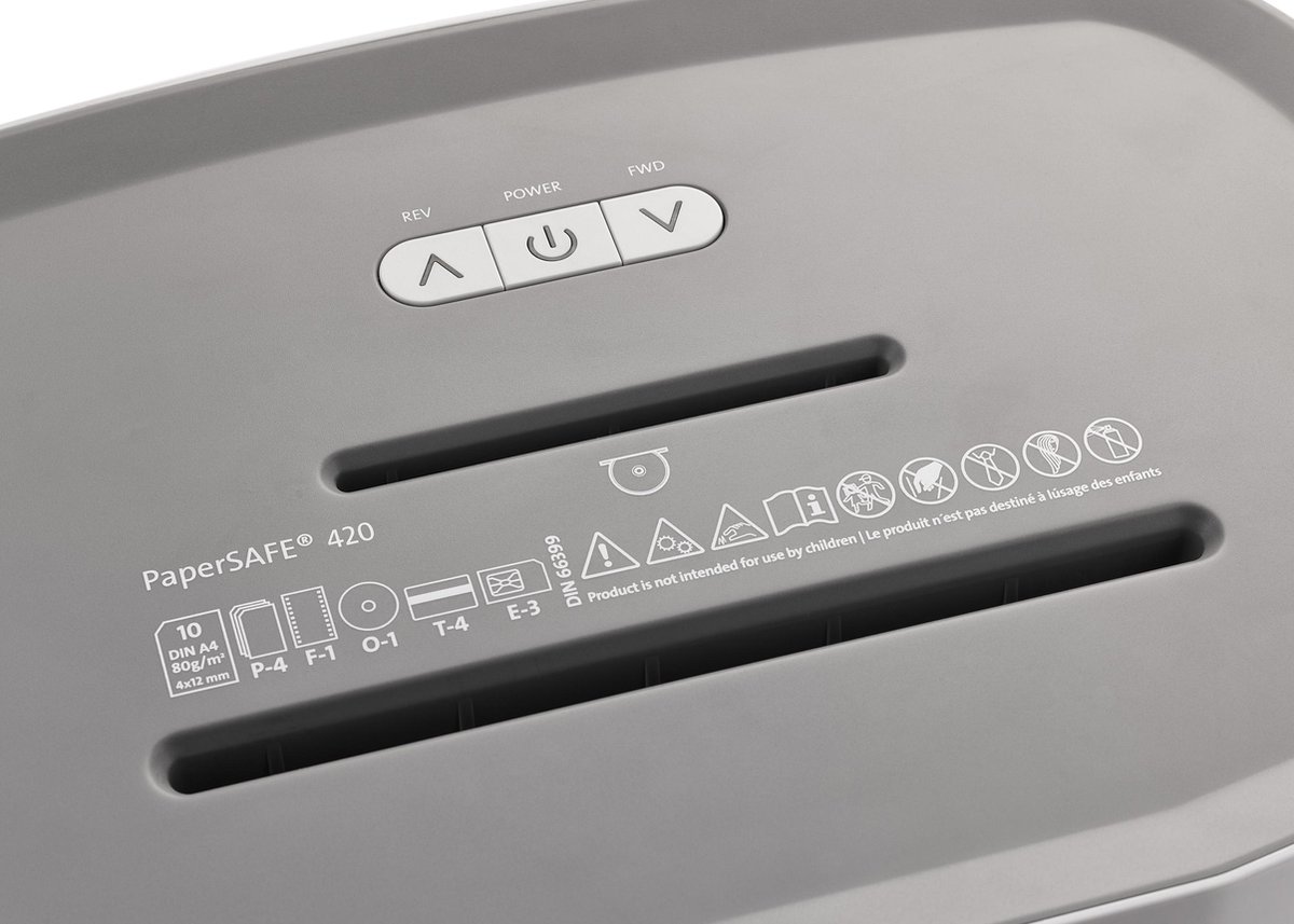 Dahle® PaperSAFE 420 - Papierversnipperaar - 2x15 mm snipper - 25L opvangbak - Bladen max per 10 - P5 - Nietjes bankkaarten paperclips cd's - Continu 480 min - Geluidsarm 60 db thumbnail 5