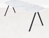 Marmeren Eettafel Celio - Carrara Wit (V-poot) - 200 x 90 cm  - Gepolijst