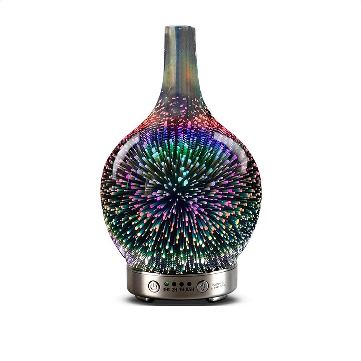 SensaHome Glazen 3D Aroma Diffuser - Nachtlamp en Luchtbevochtiger - Kleurrijke LED-verlichting - Aroma Vernevelaar - Galaxy 1