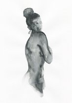 Poster Aquarel van een vrouw naakt  13x18 cm