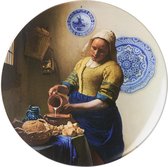 Heinen Delfts Blauw | Wandbord Melkmeisje met borden | Ø 42 cm