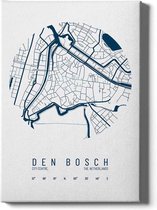 Walljar - Stadskaart Den Bosch Centrum IV - Muurdecoratie - Canvas schilderij