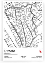 Walljar - Stadskaart Utrecht Centrum II - Muurdecoratie - Poster met lijst