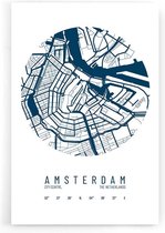 Walljar - Stadskaart Amsterdam Centrum IV - Muurdecoratie - Poster met lijst