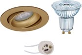 OSRAM - LED Spot Set - Parathom PAR16 940 36D - Primux Delton Pro - GU10 Fitting - Dimbaar - Inbouw Rond - Mat Goud - 3.7W - Natuurlijk Wit 4000K - Kantelbaar - Ø82mm