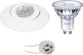 PHILIPS - LED Spot Set - SceneSwitch 827 36D - Primux Nivas Pro - GU10 Fitting - Dimbaar - Inbouw Rond - Mat Wit - 1.5W-5W - Warm Wit 2200K-2700K - Trimless - Kantelbaar - Ø150mm