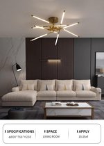 10 Draai Lichten Plafondlamp Goud - Dimbaar Met Afstandsbediening - Woonkamerlamp - Moderne lamp - Plafoniere