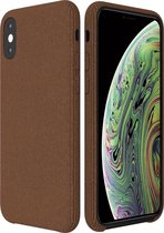 Flanel Ribfluweel Hoesje voor iPhone X/XS - Bruin