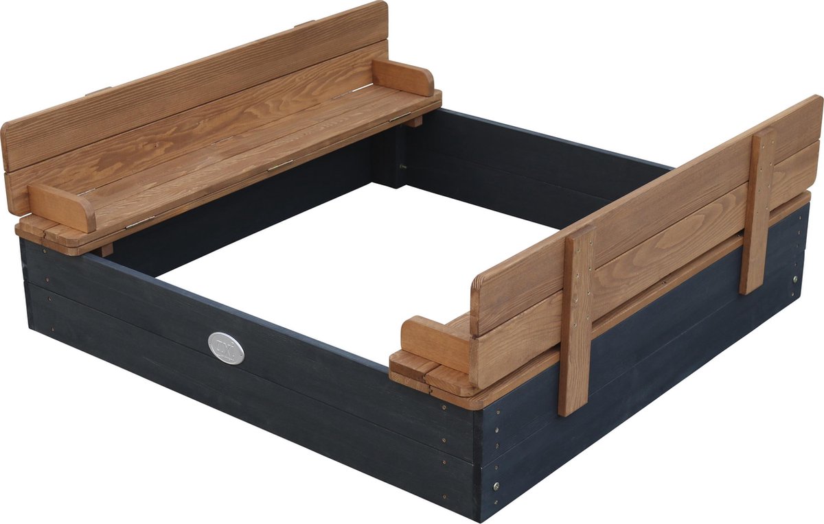 AXI Ella Houten Zandbak in Antraciet/Bruin - Met Zitbankjes en Deksel - FSC hout - 100x95x20cm - Zandbak voor kinderen — afbeelding 10