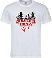 Wit T shirt met Zwart / rood "Stranger Things"  logo / tekst maat XXL