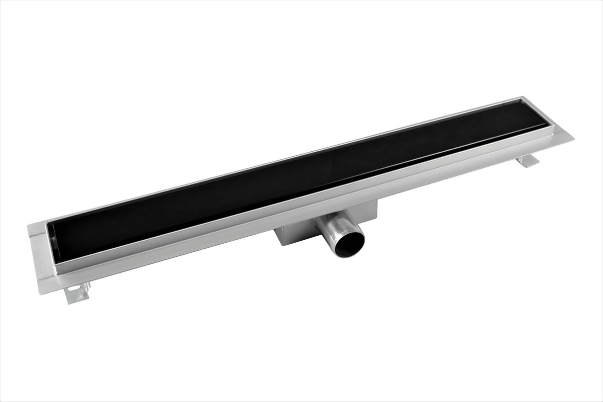 CityLine douchegoot RVS 100cm Zijuitloop Zwart Glas