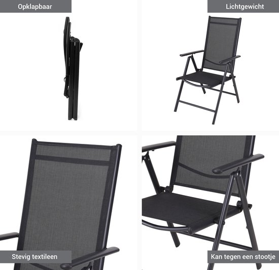Gardington Tuinstoelen - Klapstoel - Vouwstoel voor op Terras/Tuin/Camping - Tuinset - Campingstoel - Tuinstoel - Verstelbaar en Opklapbaar - Antraciet - Set van 2 van Merkloos — afbeelding 5