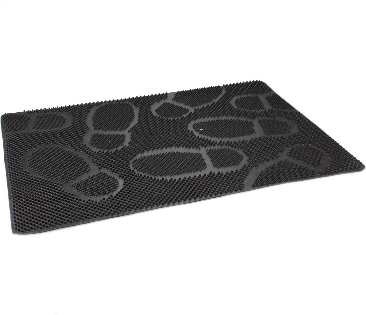 2x Stuks rubberen deurmatten/buitenmatten zwart met noppen 60 x 40 cm - Anti slip vloermatten geschikt voor binnen en buiten