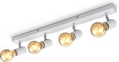 B.K.Licht - Plafondlamp - plafondspot met 4 lichtpunten - witte opbouwspots - industrieel - draaibar - kantelbaar - opbouwspots - plafoniere - excl. E27