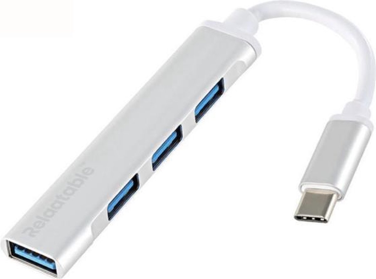 Relaatable® USB-C naar USB Hub - 4 USB poorten - USB 3.0 - Geschikt voor Apple, Chromebook, Windows & Lenovo