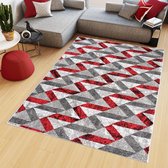 Tapiso Maya Vloerkleed Rood Grijs Slaapkamer Tapijten Maat- 130x190