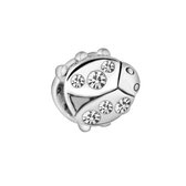 Quiges - 925 - Zilveren - Bedels -Sterling zilver - Beads - Lieveheersbeestje met Zirkonia Transparant Kraal Charm - Geschikt – voor - alle bekende merken - Armband Z529