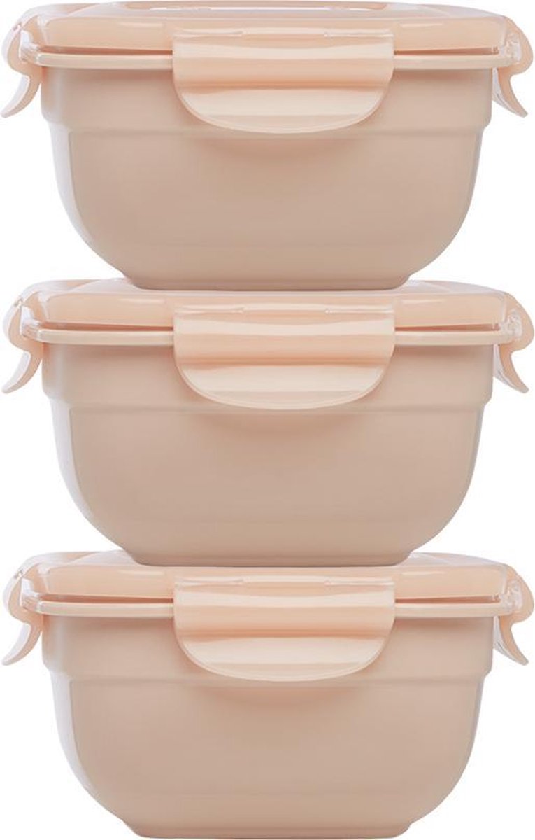 Lock&Lock Vershoudbakjes set met deksel - Diepvriesbakjes - Diepvriesdozen - Bewaarbakjes - Snackdoosjes - Snackbox - Vershouddoos - Luchtdicht - Lekvrij - BPA vrij - PFAS vrij - Stapelbaar - 520 ml - Oudroze - Set van 3 stuks - LocknLock