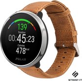 Leer Smartwatch bandje - Geschikt voor  Polar Unite leren bandje - bruin - Strap-it Horlogeband / Polsband / Armband