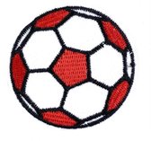 Voetbal Soccer Bal Strijk Embleem Patch 6.1 cm / 6.1 cm / Rood Wit