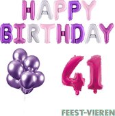 41 jaar Verjaardag Versiering Ballon Pakket Pastel & Roze