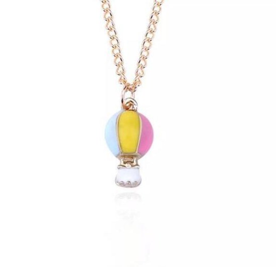 Ketting Meisje- Luchtballon- Multi- Goud- Kind- LiLaLove